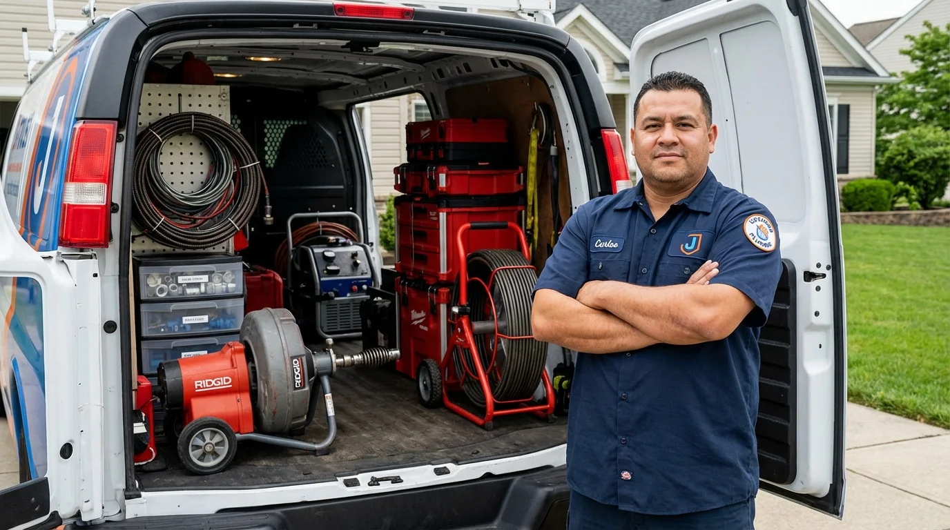 Professional drain cleaning equipment and Johns Plumbing LLC plumber in Fort Dodge